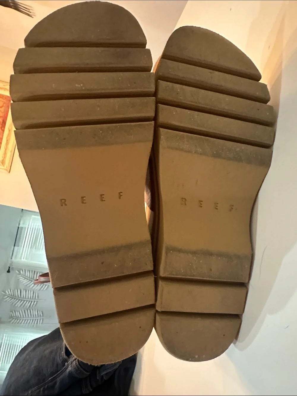 Reef Tan Leather Dual-Strap Cork Slide Sandals - Picture 3 of 4